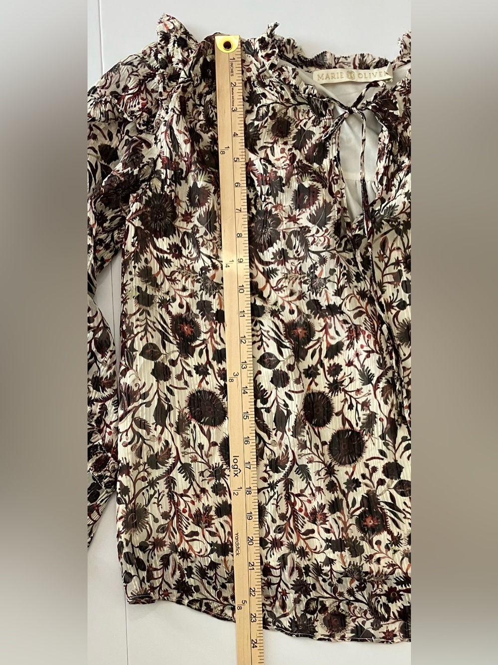 Marie Oliver Top Womens Small Silk Blend Sheer Puff Sleeve Blouse Thistle & Vine - Picture 4 of 13